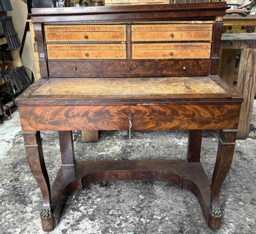 Bonheur du jour Empire Lesage avant restauration