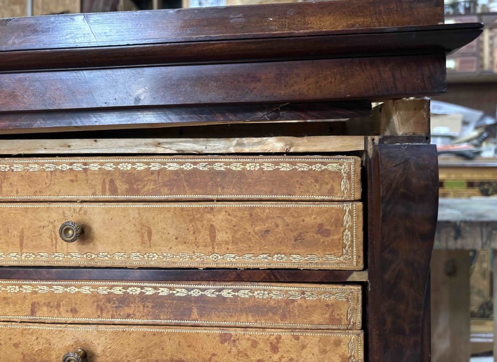 Bonheur du jour Empire Lesage avant restauration